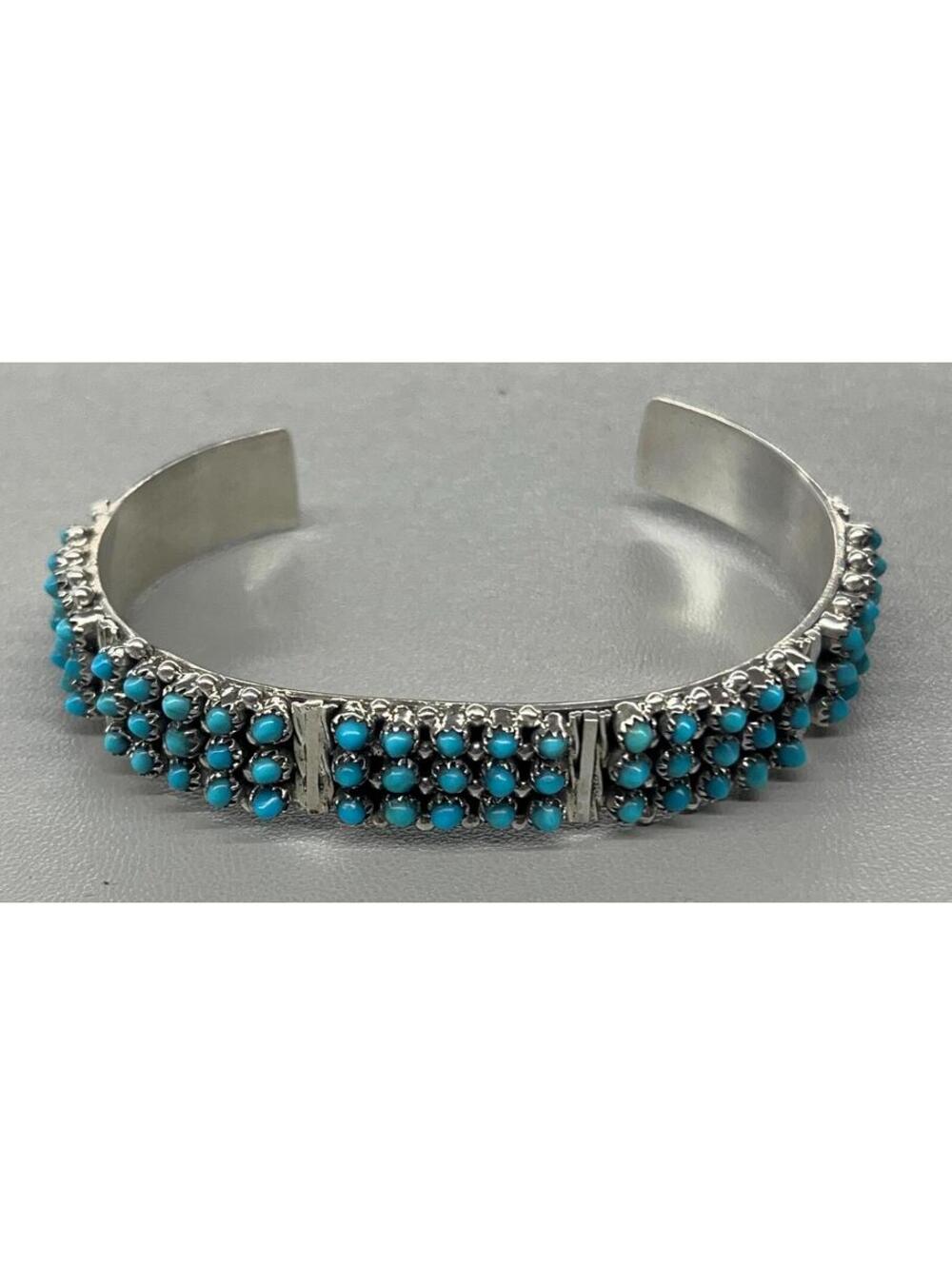 Zuni cuff/ bracelet sterling silver snake eye turquoise row bracelet traditional